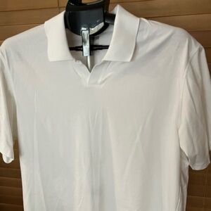 Uniqlo Airism White Cotton Blend Men's Polo Shirt | MEDIUM